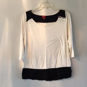 Black and Cream Color Block statement top